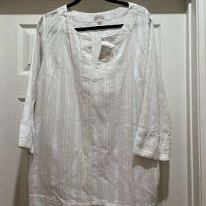 Merona Women’s White Tunic Coverup Size XL Lagenlook Beach Vacation Resort